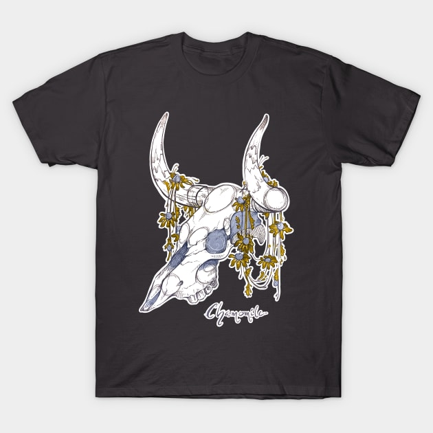 MorbidiTea - Chamomile with Bison Skull T-Shirt by MicaelaDawn